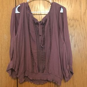 Cut-Out Sleeve Peasant Top